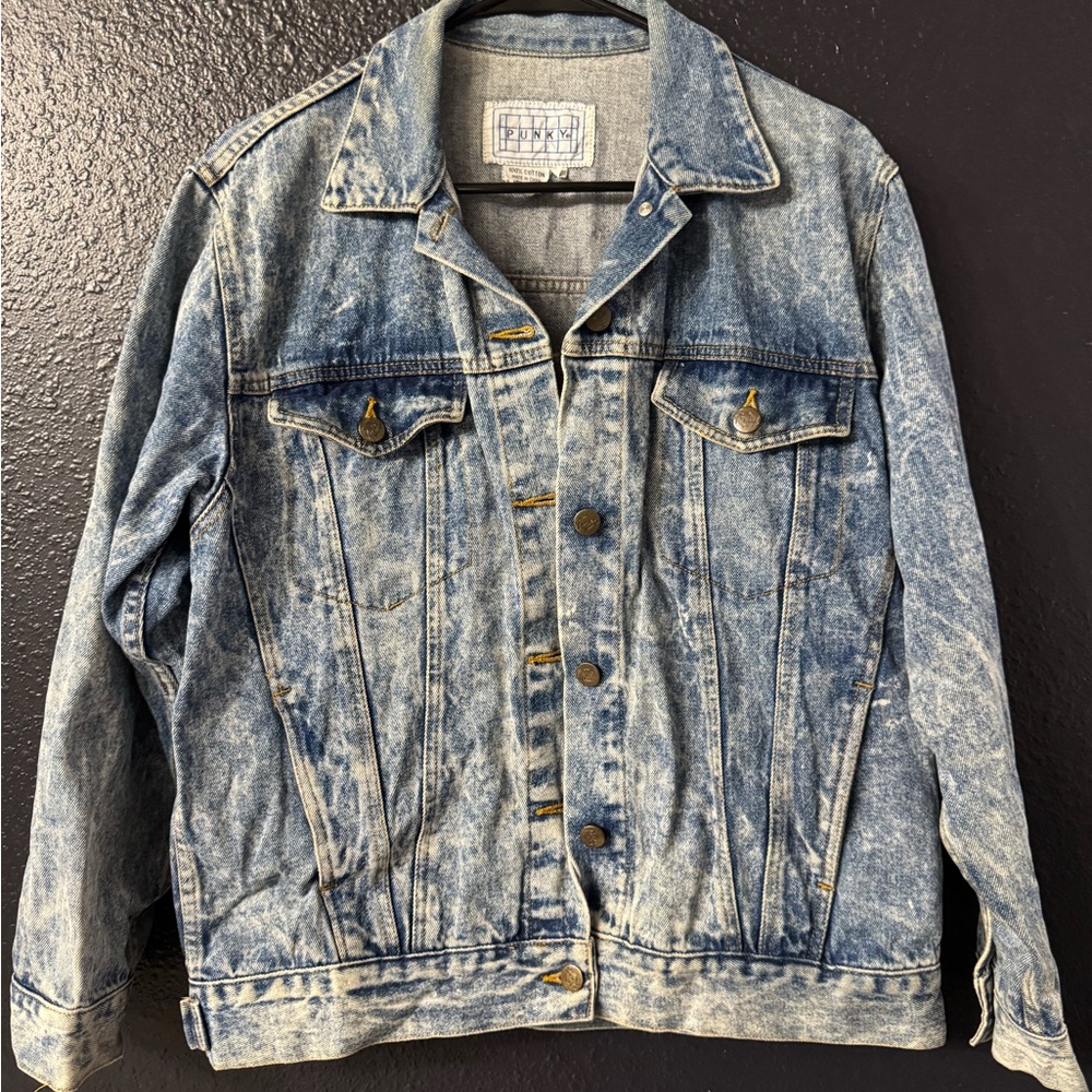 Punky Acid Wash Denim Jean Jacket